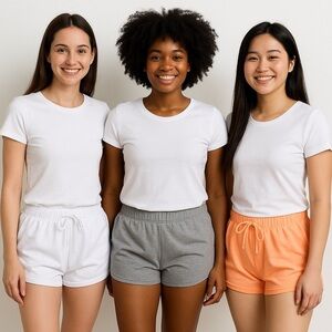 Women's White, Gray and Orange Lounge Sleep Shorts S M